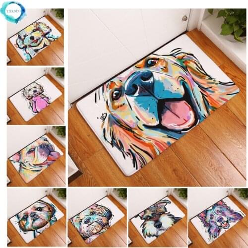 Animal Dog Mats Cute Dog Printing Carpets Anti-slip Floor Mat kitchen Living Room Outdoor Rugs Animal Front Door Mat 40x60cm