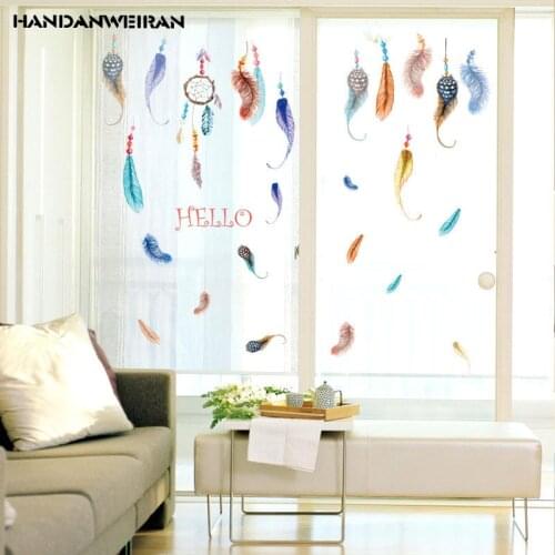 Feather color stickers for room decoration painting stickers removable vinyl stickers decorative children room feathers