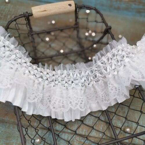 1Yards Latest Elastic Material Stretch Laces Trim 9cm Lace Ribbon White Tulle Bridal Lace Fabric Wedding Dress For Women PL11