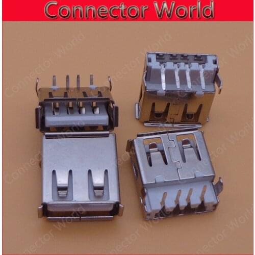 10-1000pcs USB 2.0 Female A Type Right white Angle 90 Degree Female USB Connector Socket jack charging port for DIY Accessories