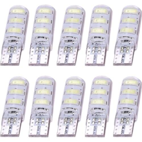 10pcs T10 5630 W5W Silica Gel 6MSD LED Car Interior Light Reading Bulbs Width Indicator lamp Waterproof White Light 12v 1.5w