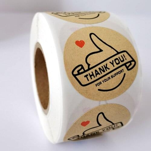 500pcs Round Roll Birthday Party Gift Sealing Thank You Kraft Paper Bronzing Sticker Decoration Tags