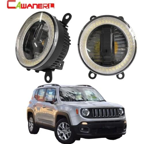 Cawanerl For Jeep Renegade BU 2015 2016 2017 2018 Car LED Fog Light Daytime Running Lamp DRL Angel Eye Bulb 12V 2 Pieces