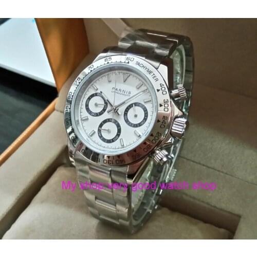 Sapphire Crystal 39mm PARNIS Japanese quartz movement mens watch Multi-function quartz watches 5Bar pa25