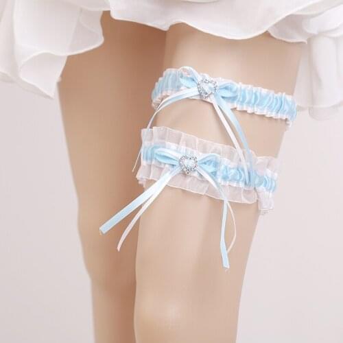 Gtglad NEW Sexy hot Bride Wedding Garter Lace white Light blue Prom Get The good Stuff Love Gem heart shaped