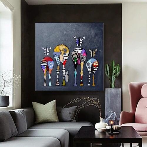 Hand Made Oil Painting The Zebras Modern Art Artworks Cartoon On Canvas For Kids Room