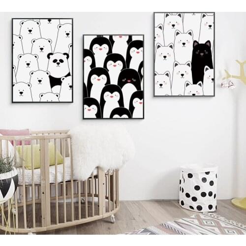 07G Different Animals Penguin Panda Alpaca A4 A3 Canvas Art Painting Print Poster Picture Wall Child Room Home Decoration Murals