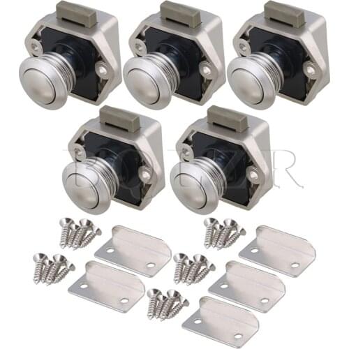 BQLZR 20mm Opening Hole Push Button Keyless Lock Latch Knob Cupboard Lock for RV Drawer Cabinet Door Thickness 15-27mm Pack of