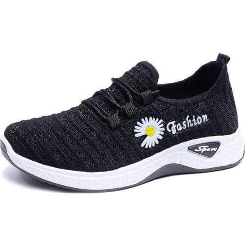 Cozy Women Fly Weave Shoes Breathable Fabric Shoes Female Sneakers Soft Soled Work Walking Shoes Lightweight Vulcanized Shoes