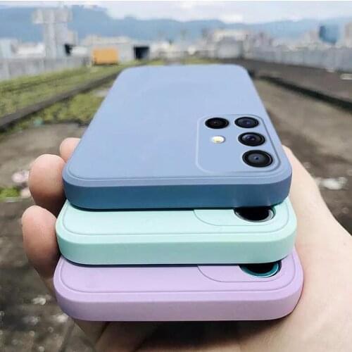 Square Liquid Silicone Phone Case For Samsung A52 A72 A32 4G A21S A42 A31 A41 A50 A70 A71 A51 Original Full Protector Soft Cover