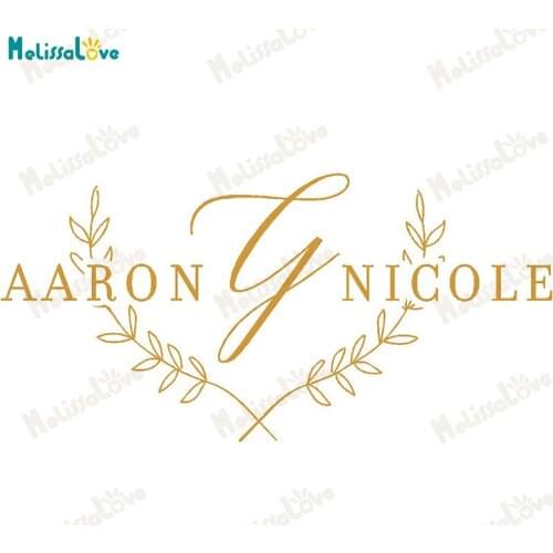 Laurel Olive Branch Personalized Name Decal Wedding Floor Design Stickers Removable Wedding Sticker SE027