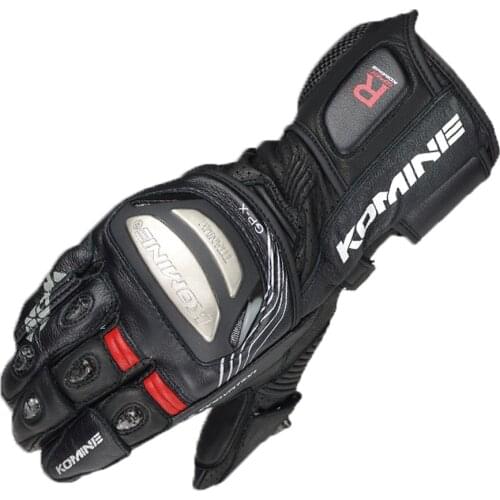 New Men Motorcycle Gloves Leather Titanium Alloy Protection Komine GK-212 Motocross Racing Riding Gloves Long