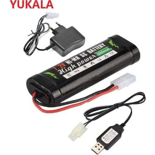 7.2V 5000mAh Ni-MH battery and 7.2v charger for RC toys tank car Airplane Helicopter With Tamiya Connectors 7.2 v battery