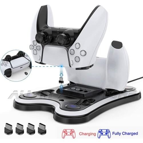 Newest PS5 Dual Controller Charger Stand USB Type-C Fast Charging Dock Station LED Indicator for Playstation 5 DualSense Gamepad