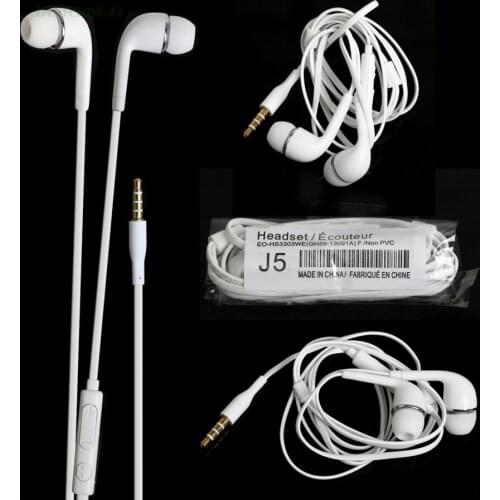 New Flat J5 Headsets In-ear Earphones Headphones Hands-free with Mic for Samsung HTC Xiaomi Phones 100pcs/lot