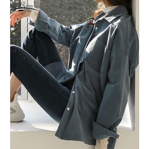 Autumn Spring Long Sleeve Cotton Blouse Women Casual Plus Size Cardigan Women Shirts Solid Single Breasted Ladies Clothing 12324