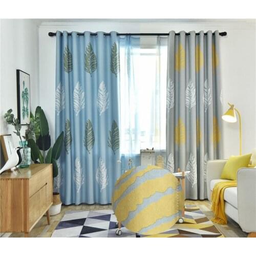 Leaf Printed Blackout Kitchen Curtains with Grommet Jinya Home Decor Elegant Polyester Window Treatment for Living Room Bedroom