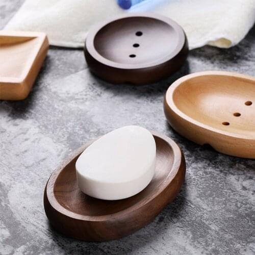 Natural Wooden Bamboo Soap Dish Wooden Soap Tray Holder Storage Soap Rack Plate Box Container For Bath Shower Plate Bathroom
