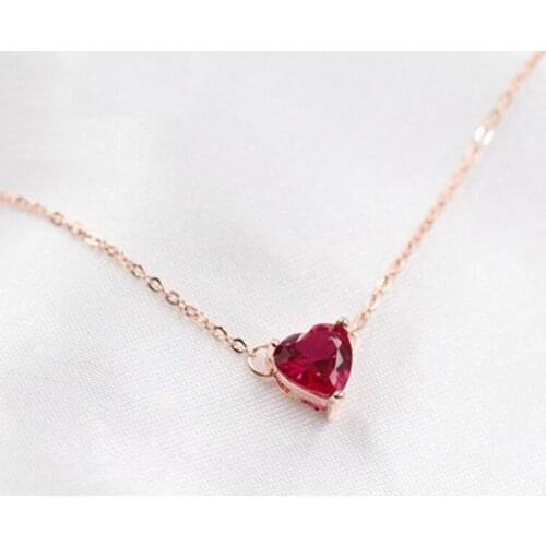 Silver Plated Cute Women Fashion Red Crystal Heart Choker Necklace Personality Fine Jewelry for Women Wedding Accessories