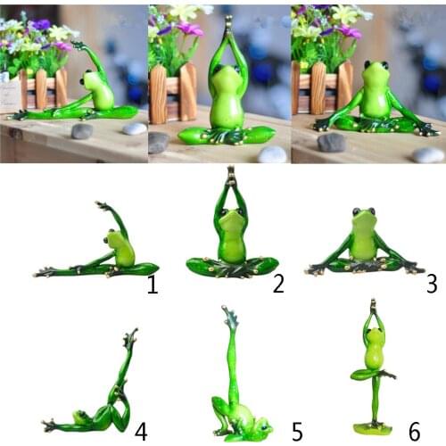 Hand Crafted Resin 3D Yoga Frog Figurines Statues Car Dashboard Office Desk