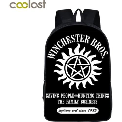 Supernatural Backpack Demon Hunter Winchester Bros Sam Dean Backpack Book Bag Children School Bags For Teenagers Backpacks