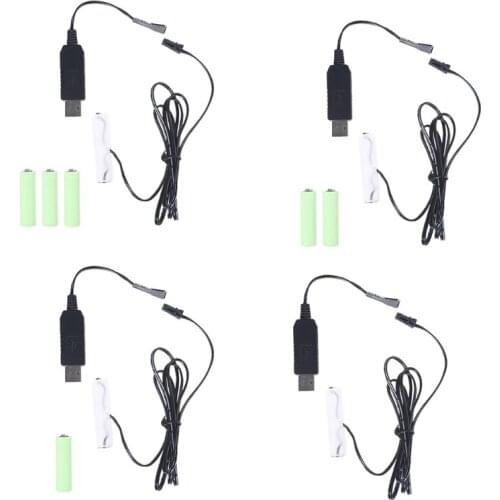 USB to AA Battery Eliminator Cable Replace 1-4x 1.5V AA Battery for Beard Trimmer Toothbrush Make-up Mirror Gameboy