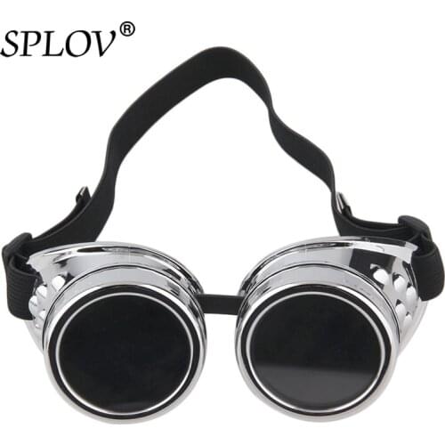 Retro Round Metal Steampunk Men Sunglasses Women Welding Fashion Cyber Glasses Adjustable belt Vintage Shades