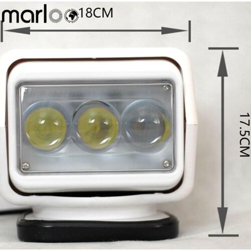 Marloo LED Search Light 60W 360 Rotating Remote Control Work Light For Jeep Offroad Truck Car Boat White LED Searchlight