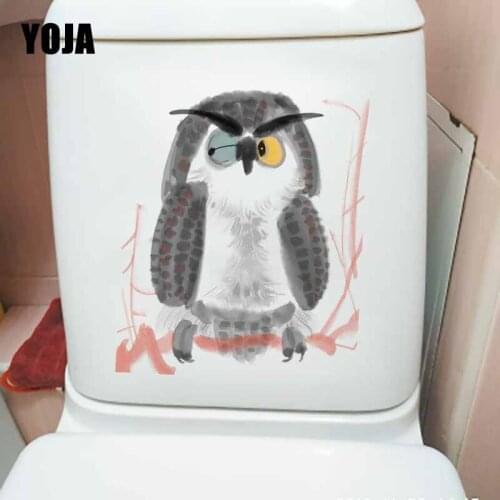 YOJA 19.5X23.4CM Funny Ink OwlInk Owl Creative Wall Sticker Toilet Seat Decal Bedroom Home Decor T5-0563