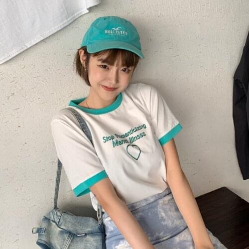 Lazy Casual Love Letter Print Tshirt Female Korean Harajuku Womens T-shirts Tops Japanese Kawaii Ulzzang Clothes For Women