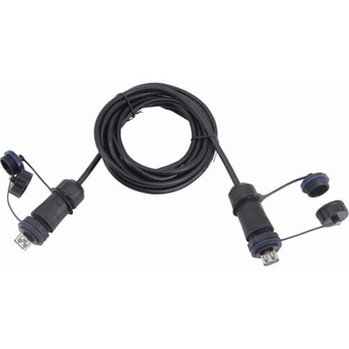 10FT Dual USB 3.0 Waterproof Connector M20 IP68 Extension Cable Pair USB Female Socket Plug Panel Mount Adapter With Cap 3M