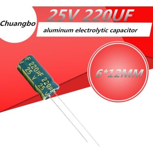 10pcs-50pcs Higt quality 25V 220UF 6*12 aluminum electrolytic capacitor 6*12MM 25V 220UF
