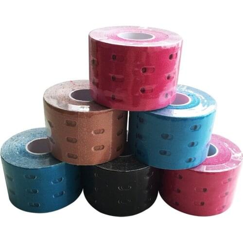 10pcs Perforated Kinesiology Muscle Tape Breathable Elastic Adhesive Protection Gym Sports Pain Protector Knee Support Brace
