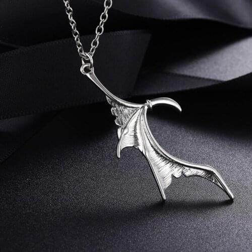 2Pcs Vinatge Bat Wing Heart Couples Pendant Necklace Set Lovers Fashion Jewerly