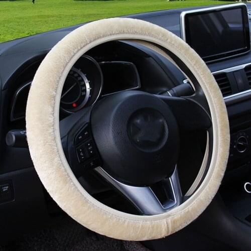 2021 New Winter Faux Wool Car Steering Wheel Cover for women Car seat Cover Fuzzy Car Interior Accessories Car styling
