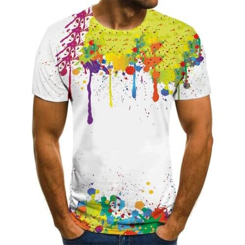 2021 funny art t-shirt unisex print color t-shirt 3d abstract t-shirt paint graffiti childrens t-shirt size XXS-6XL