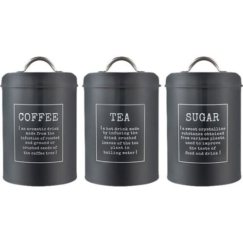 3Pcs Nordic Style Tea Coffee Beans Canisters Kitchen Sugar Storage Jars With Lid
