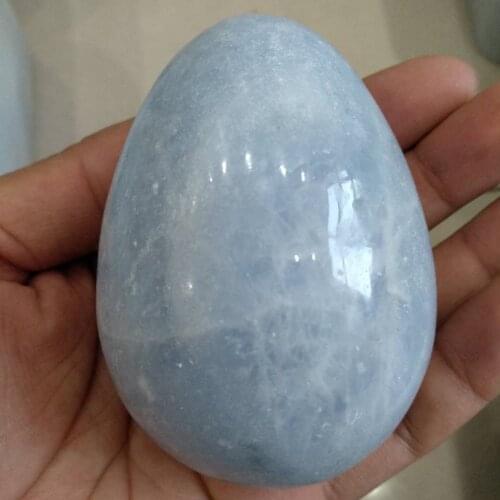 330g Natural blue Crystal Sparkling Blue Celestite polishing egg
