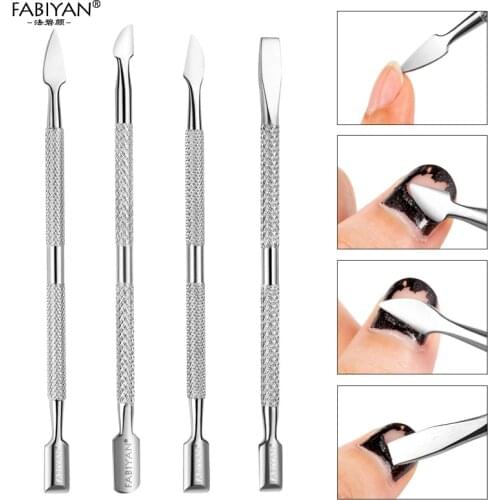 4Pcs/Set Double-ended Stainless Steel Nail Art Cuticle Pusher Dead Skin UV Gel Polish Remover Manicure Cleaner Care Tools
