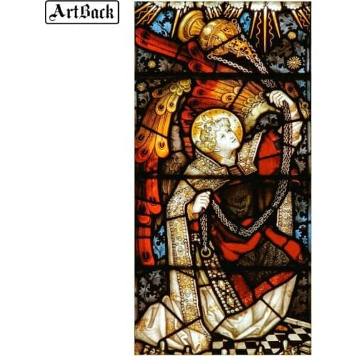 5d diy diamond painting kids angel full square drill glass window sticker diamond mosaic religious decoration 20x40cm
