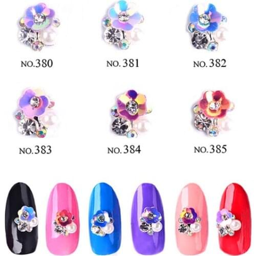 6 Design Pearl Crystals Nail Diamond Stone Strass AB Glass Rhinestones For 3D Nails Art Decorations Supplies Jewelry