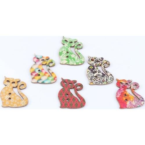 Lovely Fox Painted Wooden Buttons Botones Handmade Accessories Decoration Sewing Scrapbooking Crafts DIY 25x30mm 20pcs