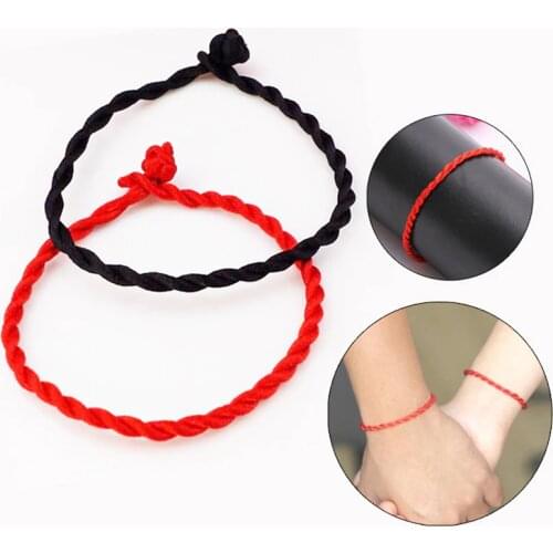 Black Red Woven Thread Rope Lucky Bracelet Women Men Charms Bracelets Jewelry For Lovers' Best Gift Friendship Bangles