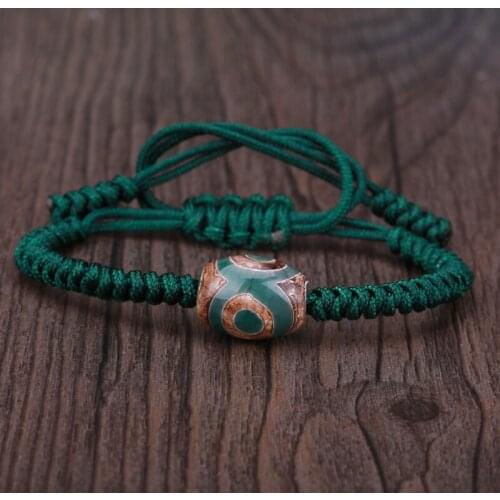 KEJIALAI Day Bead Bracelets for Men Women Woven Adjustable Bracelets for Female Navy Green Natural Buddha Beads KJLFZ096