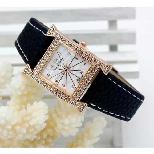 Casual Female Square Shaped WristWatch Leather Rhinestone Designer Ladies Clock Women Dress Montre Luxury Quartz Crystal Watch