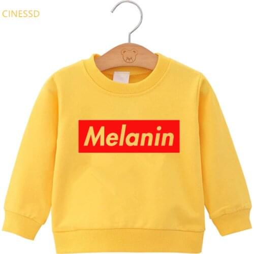 Letters melanin printed kids hoodie cute afro american little black girl clothes baby children winter plus velvet sweatshirt top