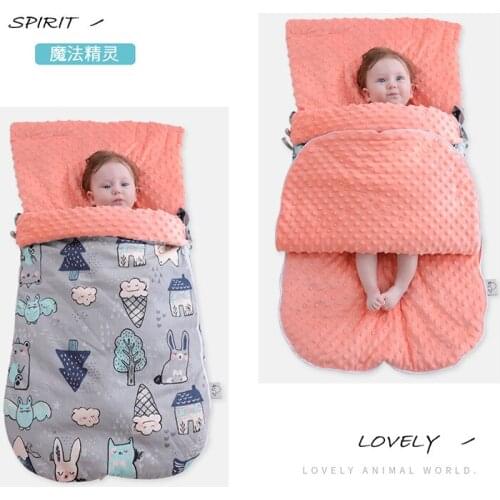 Baby cotton blanket sleeping bag with autumn/winter thickening dual-use newborn blanket sleeping bag