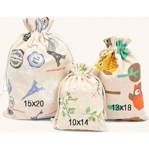 Double Drawstring Burlap Bags Gift Burlap Favor Bag Reusable Linen Bags Jewelry Pouches Sacks For Wedding Party