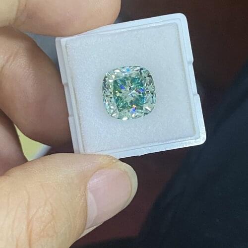 Meisidian GRA Cushion Shape 10*10mm 4.2cts Light Blue Moissanite VVS Lab Grown Loose Stones For Ring