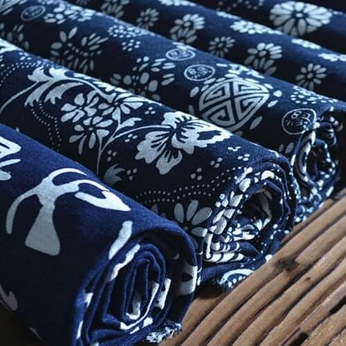 Ceramic art blue and white cotton cloth display cloth blue/red printed blue and white porcelain cloth background cloth 1.47*1m